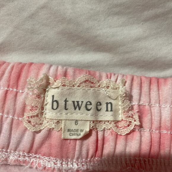 Btween 6 pink white tye dye sweatsuit unicorn glitter facemask worn once euc - Picture 7 of 8